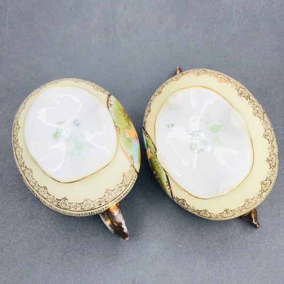 Antique Imperial Crown Austria Porcelain Creamer & Sugar Set: Cherub Tapestry - Picture 8 of 14